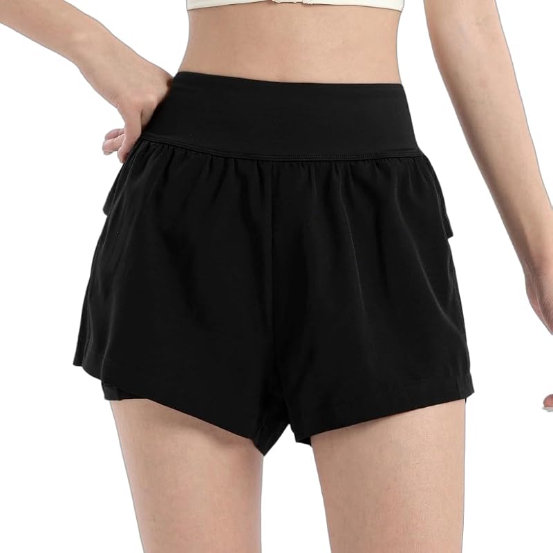 Women's Athletic Shorts High Waist Running Workout Gym Shorts with Pocket