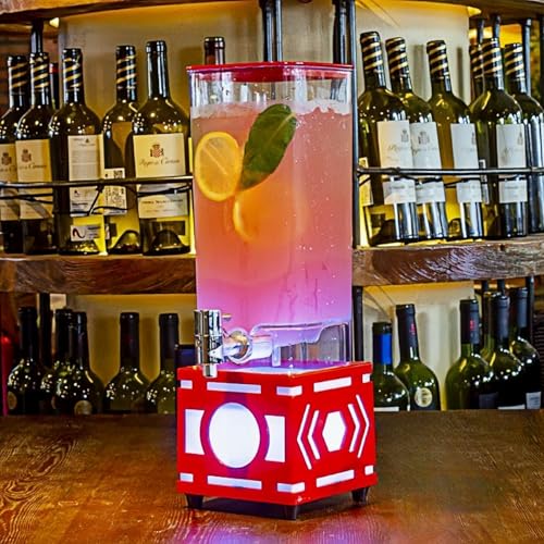 FLYILIA ドリンクサーバー ドリンクディスペンサー 冷水筒 3L 蛇口付き LEDライト付き 七色 ピッチャー ジャグ プラスチック製 蓋付き 冷水ポット 麦茶ポット お茶ポット 水差し 業務用 家庭用 来客用 おしゃれ 大容量 広口 割れにくい お