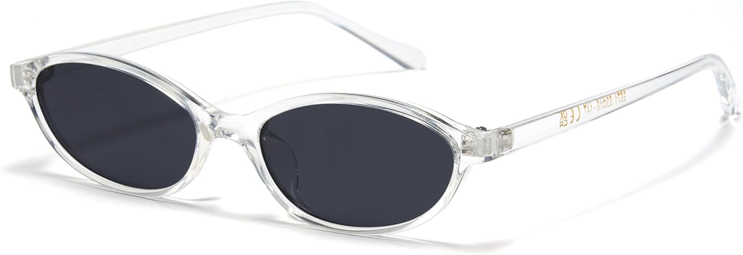 Cyxus Sunglasses for Women Men Trendy Sunglasses UV Protection for Outdoor 1293 (Transparent Frame Gray Lens)