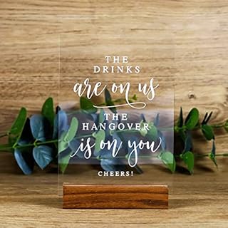 Acrylic Wedding Bar Sign with Wood Stand- 5” x 7