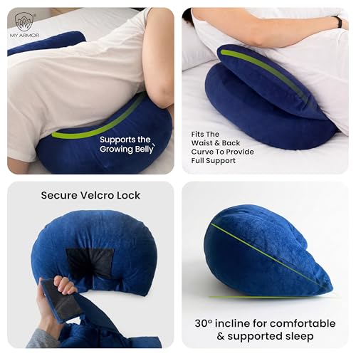Image of MYARMOR Pregnancy Pillow | Dual Pregnancy Wedge Pillows for Back & Belly Support | Adjustable Butterfly Design | Travel-Friendly Pregnancy Pillow
