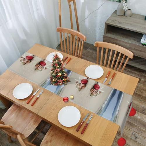 Chemin de table macramé avec pompons pour décoration de table de Noël - 8