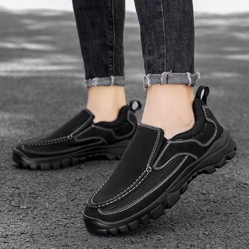Men Genuine Leather Breathable Arch Support Loafers Soft Comfortable Slip On Business Dress Shoes Daily Non-Slip Driving Walking Shoes4