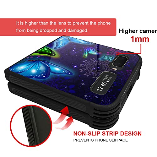 Zhegailian Case Compatible With Samsung Galaxy Z Flip Case,Starry Butterfly Z Flip 5G Case For Girls Womens,Pattern Design Shockproof Anti-Scratch Organic Glass Case Z Flip 6.7-Inch #TOP3