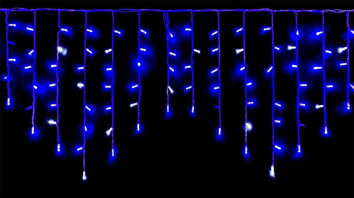 A2ZWORLD Rideau lumineux extérieur avec effet cascade, professionnel IP65, rideaux avec 4 longueurs différentes 30 cm 40 cm 60 cm et 70 cm (5 m avec 200 LED, bleu)