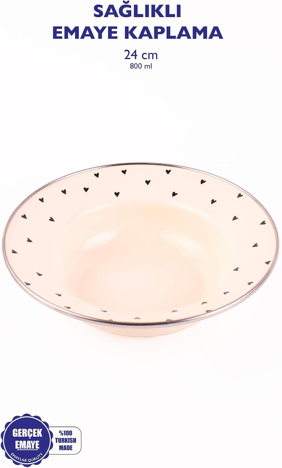 Emaye Black Cupid Çukur Makarna Salata Tabağı 24Cm