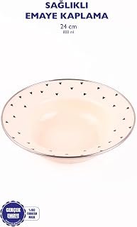 Emaye Black Cupid Çukur Makarna Salata Tabağı 24Cm