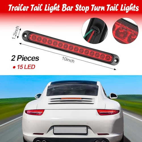 image for Frienda 2 Pieces 10 Inch 15 LED Trailer Tail Light Bar Stop Turn Tail 