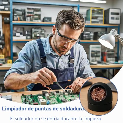 Miniatura 7 de Set Limpiador De Puntas De Latón De Primera Calidad - Incluye Alambre Limpiador De Puntas, Limpiador De Cautines Y Kit De Soporte De Latón Blando Para El Limpiador Ee Puntas Y Esponja Limpiadora Para