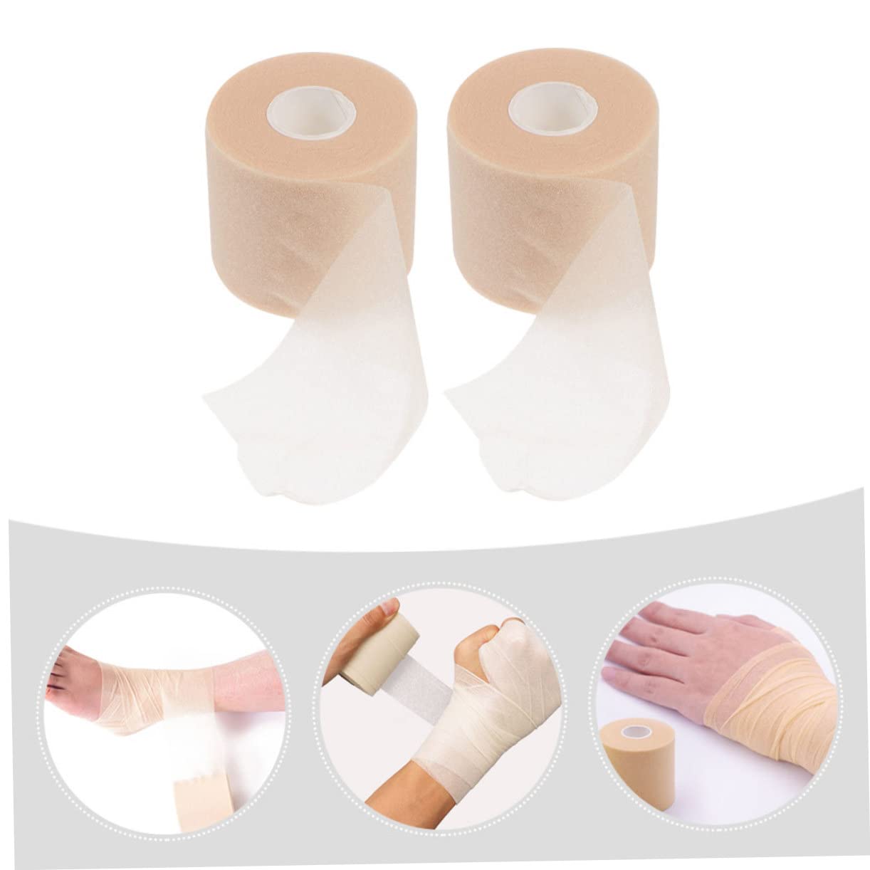 MOLUCKFU 3sets Sports Tape Wrap Body Tape Gray Tacky for Ankle Wrist Knee Pre-wrap Sports Bandage Sponge Yellow or Gray 2rolls*3