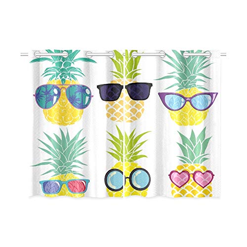 Enevotx Exotic Tropical Fruit Sketch Summer Pineapple Kitchen Curtains Window Curtain Tiers For Café, Bath, Laundry, Living Room Bedroom 26 X 39 Inch 2 Pieces #TOP2