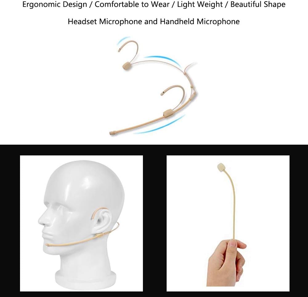 XIAOKOA Wireless Headset Microphone, 2.4G Skin Tone Head Mic, Beige Charging Microphones for Voice Amplifier PA System Speaker, 160ft Range, Ideal for Teachers Tour Guides Fitness Coaches Conferences - Image 5