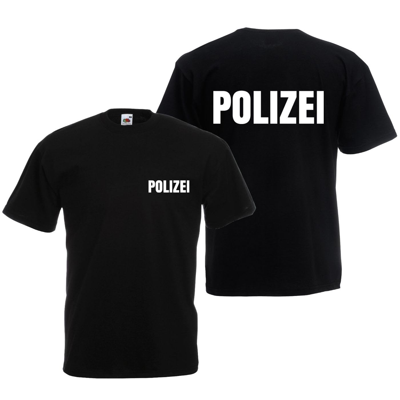 Alsino Polizei T-Shirt schwarz oder Navy - Polizei-Shirt Sicherheit Shirt - 100% Baumwolle Rundhals - Druck Brust & Rücken