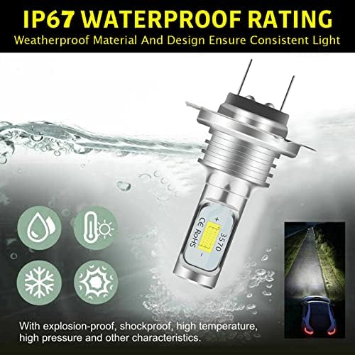 H7 LED Fog Light Bulbs, High and Low Beam and Headlight Fanless, 6000K Cool White, CSP Chips, Play and Plug, Replacement Halogen Light Bulb (Pack of 2)