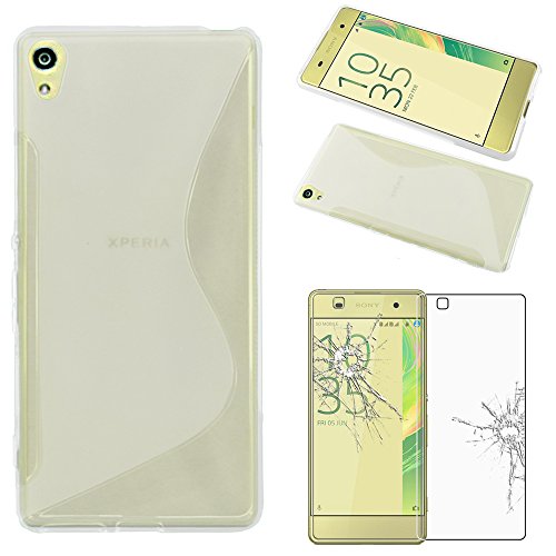 ebestStar - Coque Compatible avec Sony Xperia XA, XA Dual Etui Housse Silicone Gel TPU Souple Motif S-Line, Transparent + Film Verre Trempé [NB: Lire Description][Appareil: 143.6x66.8x7.9mm, 5.0'']