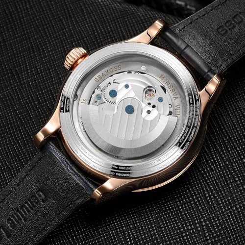 Image of SEAKOSS Watches for Men Automatic Mechanical Luxury Flywheel Watch 3D Double Globe Stainless Steel Case Men Wrist Watch