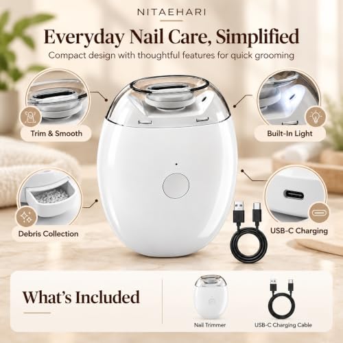 Image of Electric Nail Clipper and Grinder with USB-C Rechargeable Battery