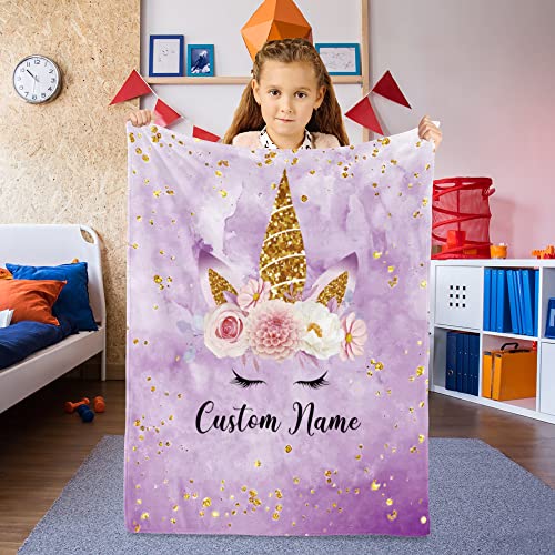 Image of Personalized Girls Blanket with Name for Kid Custom Large Blanket for Teen