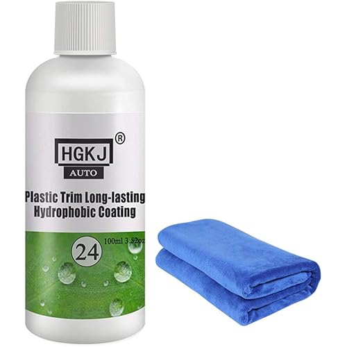 100ML Car Plastic Parts Agent,MoreChioce Auto Exterior Plastic Part Retreading Retreading Maintenance Agent with Car Wash Towel Hydrophobic Coating with Plastic Finishes