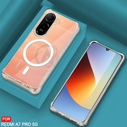 Image of AESTMO Clear Back Cover for Redmi A7 Pro / C85X 5G | 360 Protection | Transparent Back Cover for Redmi A7 Pro / C85X 5G (PC + TPU, Compatible with MagSafe Accessories, Transparent Bumper)