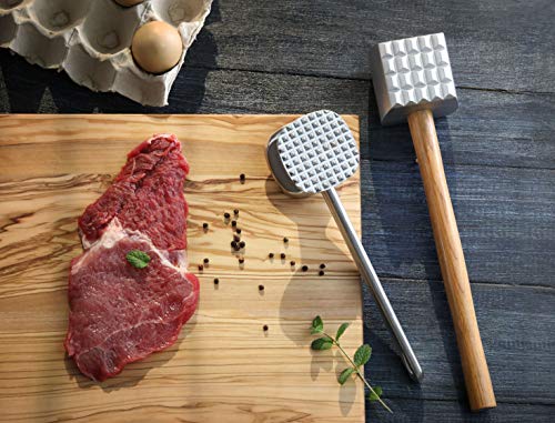 New Star Foodservice 36398 Wood Handle Aluminum Meat Tenderizer/Mallet/Hammer, 13-Inch Overall #TOP4