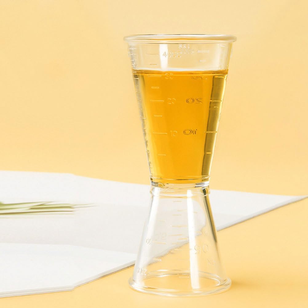 ULTECHNOVO Plastic Double-Sided Jigger Measuring Cup 3.46 Inch Bar Cocktail Measure with Ounce and Milliliter Marks for Precise Liquor Mixing