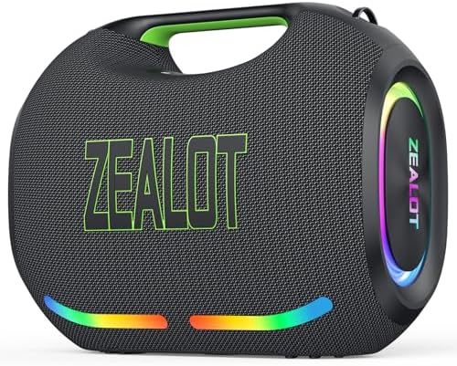 ZEALOT ZE21 250W Portable Bluetooth Speaker, Loud Wireless Speakers IPX6 Waterproof Subwoofer Speaker with LED Light, 40H Playtime, Custom EQ, Powerful Bass Outdoor Speaker for Party, Outdoor, Pool