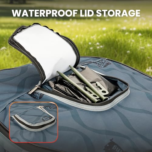 Image of Pop-Up Trash Bin with Removable Divider, Heavy Duty Bottom, Collapsible Storage for Camping, Laundry, Storage and Garden, Waterproof and Tear Resistance Material with Air Vent, Blue