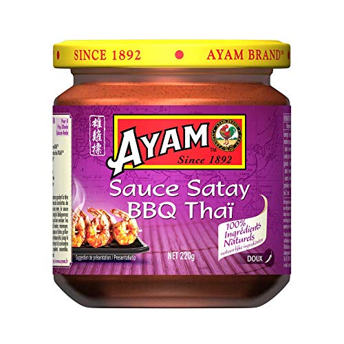 AYAM™ Sauce Satay Thaï | 100% Ingrédients Naturels | Haute Qualité | Saveurs Authentiques Thaï | Cuisiner chez Soi | BBQ | Alimentation Saine | Sans Gluten | Sans Conservateurs - 220g - Lot de 3 Cover