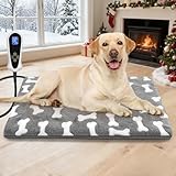 Bestio Dog Heating Pad,28x18 in Heated Dog Bed with Constant Heat & Auto Modes，MET&UL Certified Pet Heating Pad,Chew-Resistant Cord,Waterproof Washable Cover-Gray