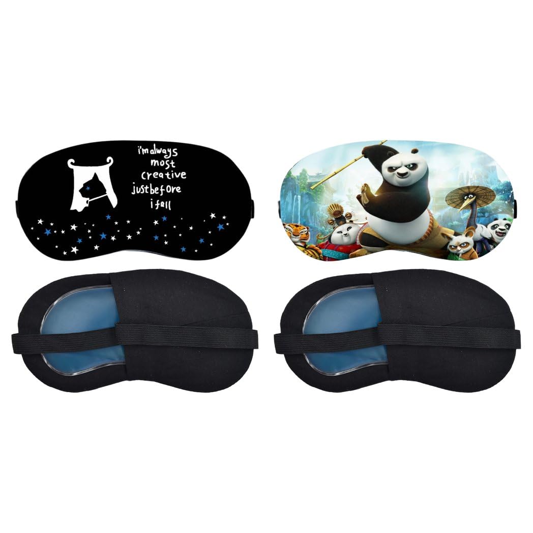 Aoxeria Creative Star Quote, Kung Fu Panda Sleeping Mask Combo, Soft Comfortable Light-Blocking Eye Cover for Women, Men & Kids, Reusable Blindfold for Night Sleep, Nap, Travel (Pack of 2)-picture-10