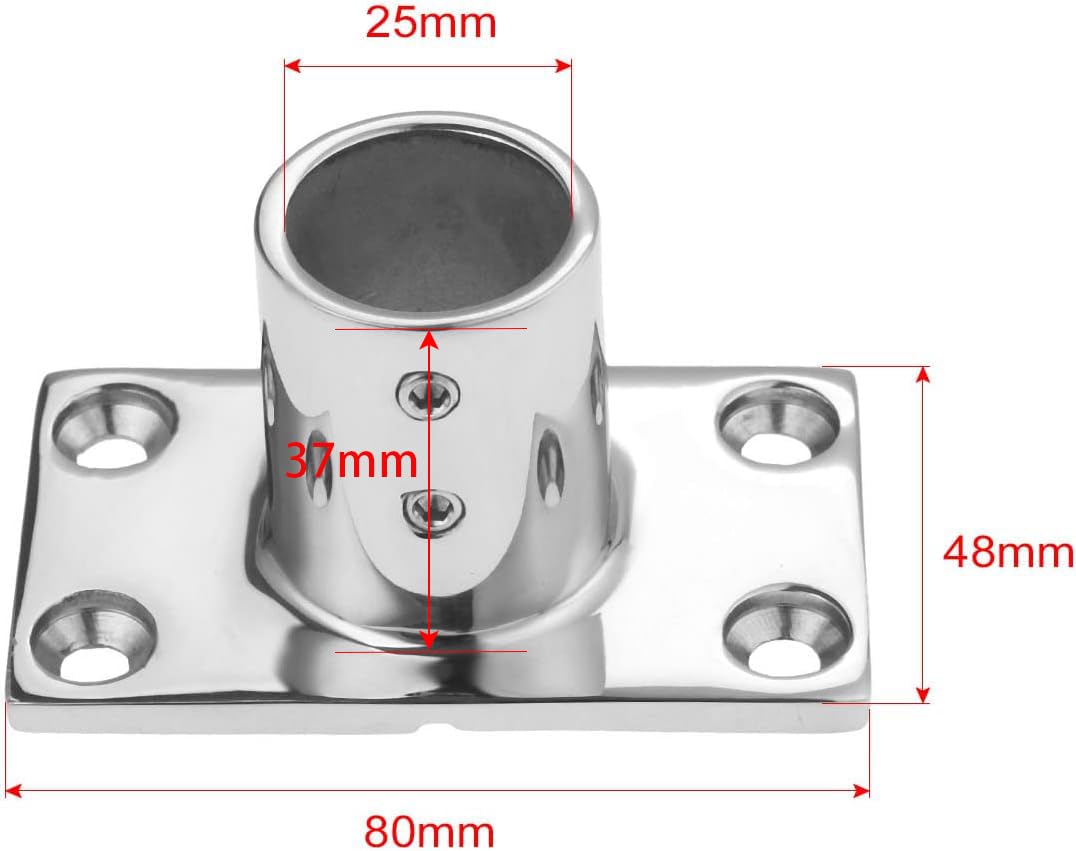 Mgoodoo Boat Railing Hardware, 1'' 90 Degree Marine Hand Rail Fitting Rectangular Base Stainless Steel Deck Hardware for Sailboat Awning