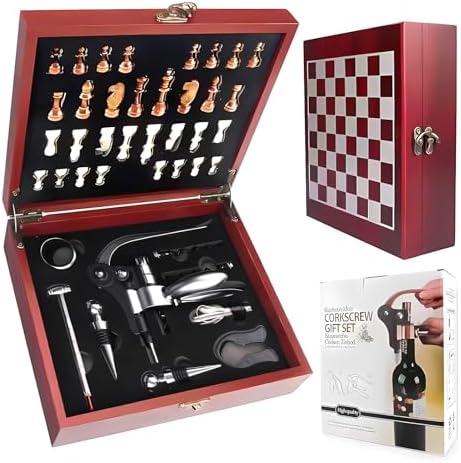 Abridor de vinho 2 em 1 e conjunto de xadrez para amantes de vinh...