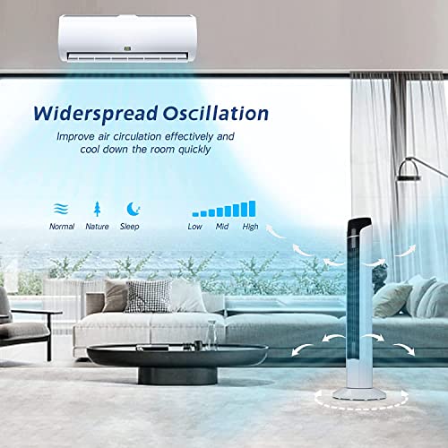 Mepty Tower Fan With Remote, 36'' Oscillating Bladeless Fan, Quiet Cooling Fan With 15H Timer,3 Speeds,3 Modes,Standing Floor Fan For Bedroom Office Living Room #TOP2