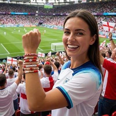 World Soccer Game-day Cup Bracelet Stack Set 7pcs Softball/Baseball/Basketball/Soccer/Volleyball/Tennis/Football Stretch Sports Fans Jewelry Sports Beaded Bracelets with Charms