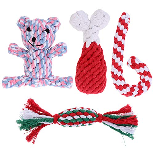 Brinquedo para cães Tehaux - 4 peças de brinquedos para cães de estimação de corda de algodão para t