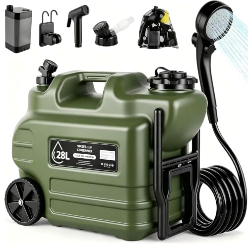 Camping Shower Kit con Jarra Rodante de Agua de 7.4 Gal (28L) y Bomba de Ducha de 6000mAh miniatura 1