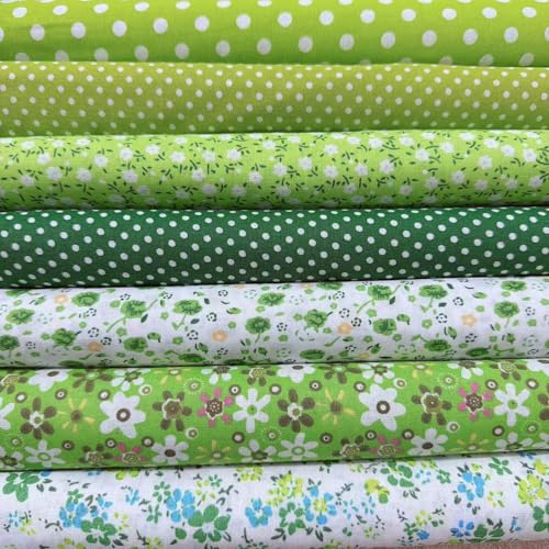 Cotton Fabric DIY Making Supplies Quilting Patchwork Fabric Fat Quarter Bundles DIY for Quilting Cotton Patchwork Cushions (20 x 20 inches, Green Mix)