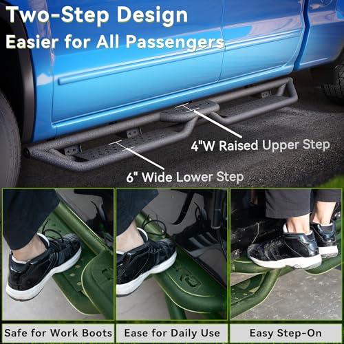 Running Boards Compatible with Chevy Silverado GMC Sierra Double Extended Cab 2019-2026 1500, 2020-2026 2500HD 3500HD, Two-Stair Side Steps Rails Drop Nerf Bars (Excl. 2019 LD/Limited) by AUTOSAVER88 - Image 3