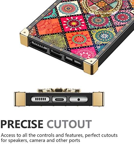 Coolden for Samsung S20 Case with Ring Kickstand Shockproof Square Case for Women Girls Metal Decoration Corner Back Soft Protective Case Phone Case Cover for Samsung Galaxy S20 6.2'' (Sun Flower)