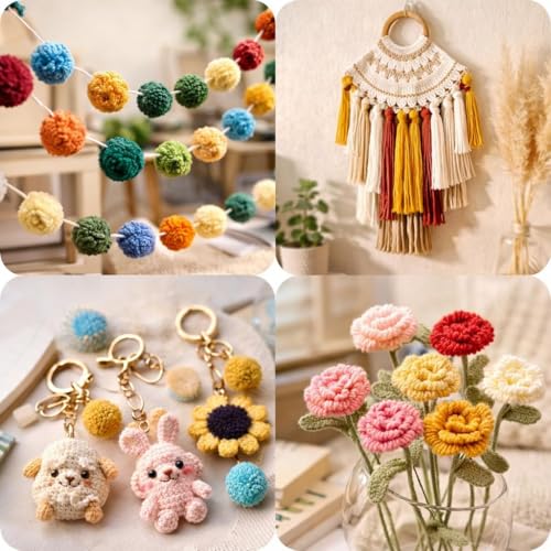 Image of 6Pcs Wool Oon Yarn for Knitting & Crochet, Soft Acrylic Wool Thread for DIY Craft Projects, Sweater & Baby Knitting Yarn, Lightweight Multi-Purpose Craft Yarn, Yellow