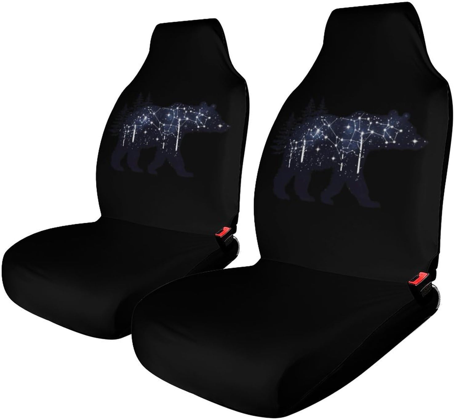 Bear Constellation Print Car Seat Covers Universal Car Front Seats Protector Auto Interior Accessories 2PCS