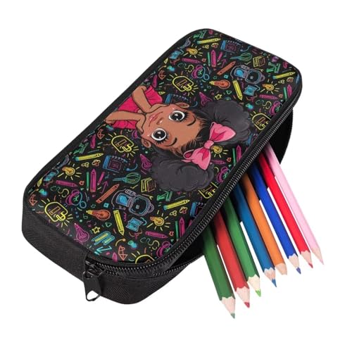 Image of African Girl Student Small Pencil Pouches Pencil Bags Pen Pouch,Lightweight College Pencil Case,School Pencil Case for Girls Boys Black