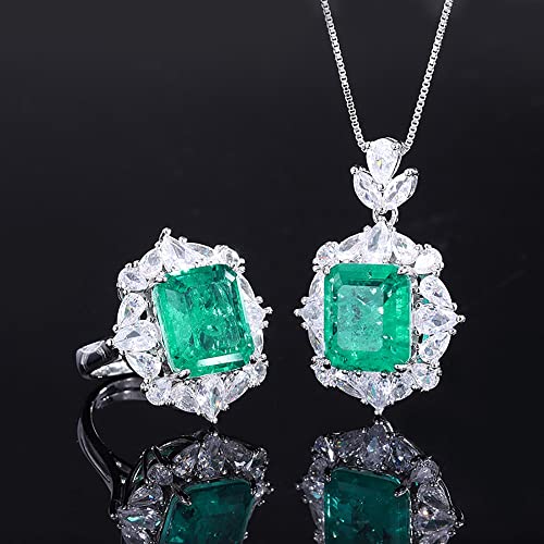 Cadeau de mariage émeraude : parure collier pendentif et bague pour femme d'exception