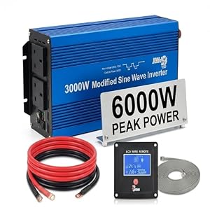 Spark 3000w Modified sine wave Power Inverter 12v to 240v Motorhome Voltage Converter 6000 Watts Peak, LCD Remote Controller with LCD Screen, Dual USB Port