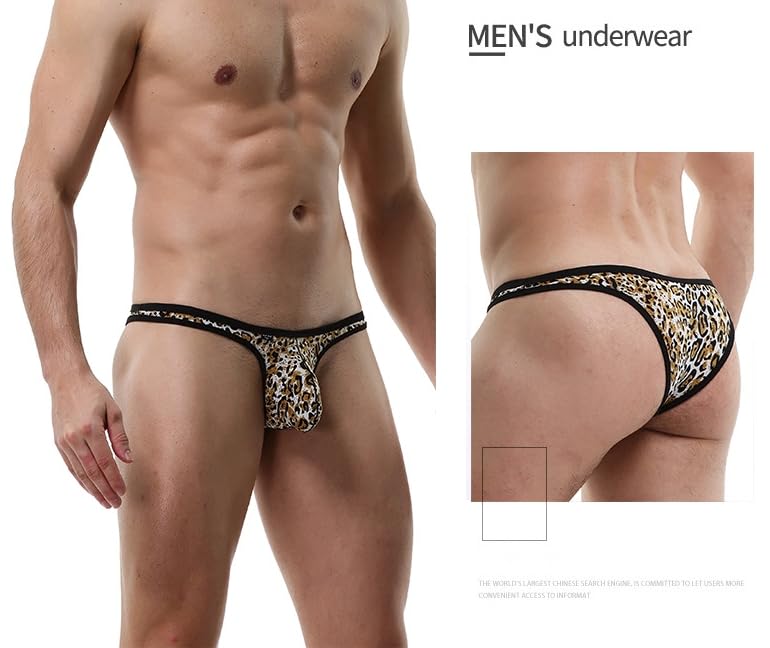 Men's Fashionable Print Thong Underwear Sexy G-String Underpants Breathable Ice Silk Low Rise Bikini Briefs2