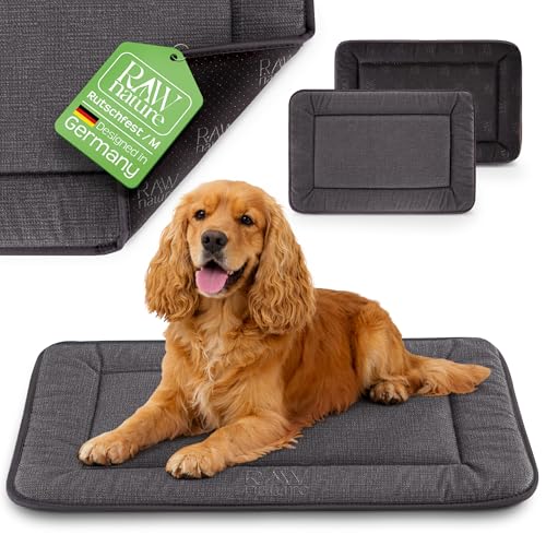 RAW Nature Hundematte KIVO M – 75x55x3 cm Alpengrau, rutschfeste Hundeliegematte aus Cord, waschbar, für Transportbox & Zuhause