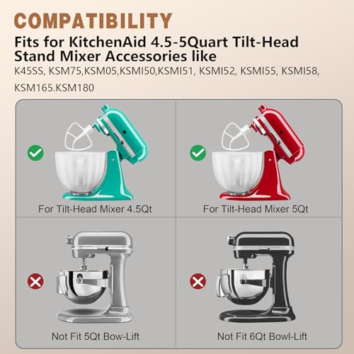 Image of Paddle Attachment for KitchenAid Mixer 4.5-5 Qt Tilt-Head | Premium Coated Flat Beater Replacement for Cake Batter & Cookie Dough, Dishwasher Safe Mixer Accessories