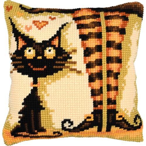 Kit Broderie Point de Croix Chat de la Sorcière idée cadeau créatif pour adulte