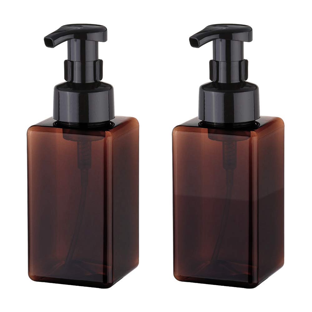 UUJOLY Foaming Soap Dispenser 450ml 15oz Refillable Pump Bottle Plastic for Liquid Soap Shampoo Body Wash 2 Pcs